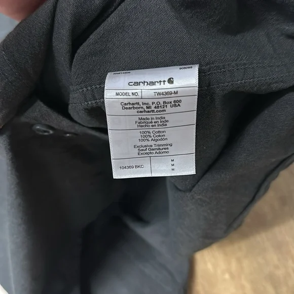 Carhartt great shape 100% cotton loose fit button up dark grey pocket shirt - Picture 4 of 5